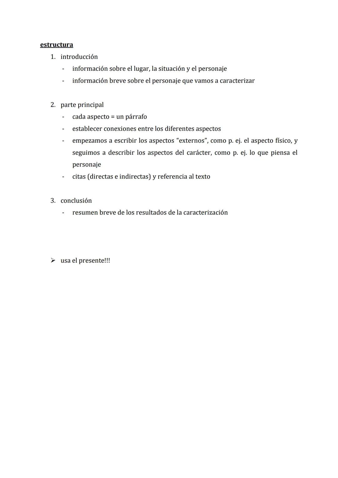 Escribir una caracterización
El objetivo de una caracterización es describir los rasgos más importantes de un
personaje. Es importante para 