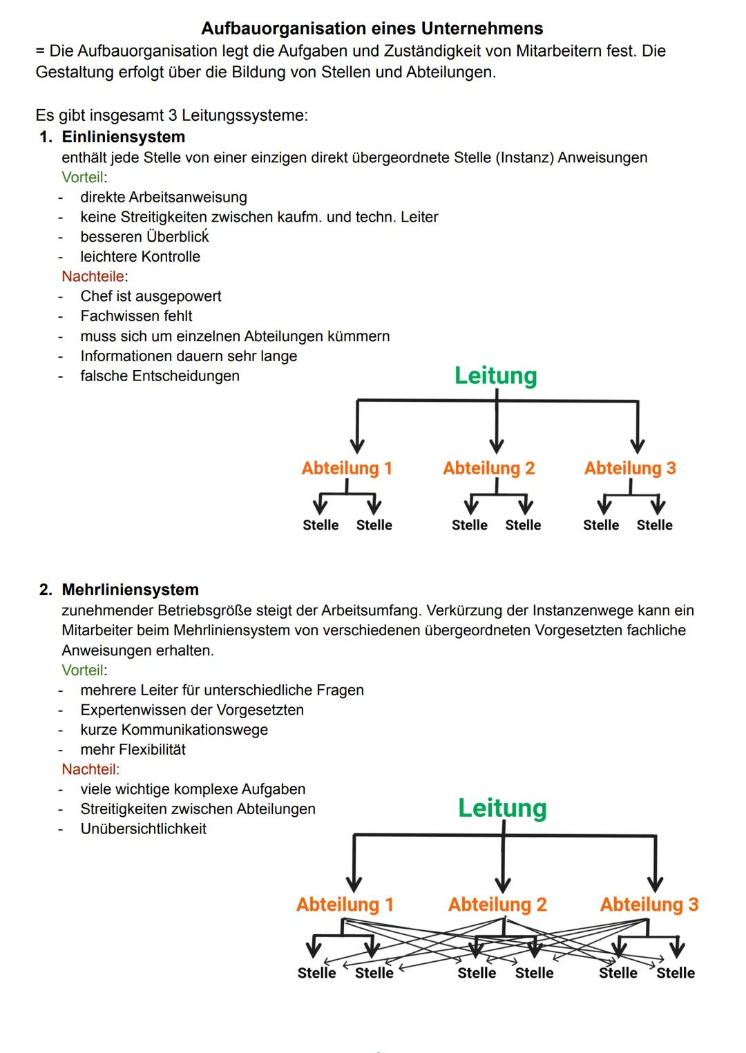 Aufbauorganisation eines Unternehmens
= Die Aufbauorganisation legt die Aufgaben und Zuständigkeit von Mitarbeitern fest. Die
Gestaltung erf