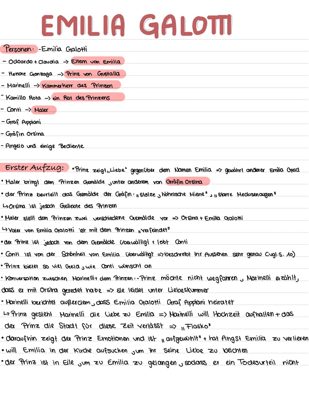 EMILIA GALOTTI
Personen: -Emilia Galotti
- Odoardo + Claudia → Eltern von Emilia.
- Hettore Gonzaga -> Prinz von Gustalla
Marinelli > Kammer