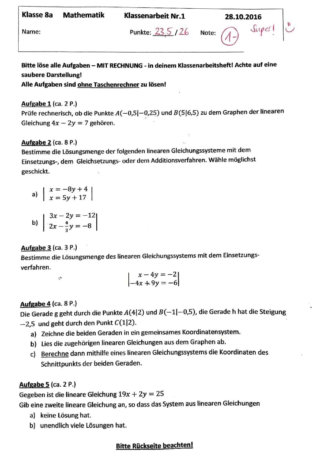Lineare Gleichungen, Gleichungssysteme, Geraden