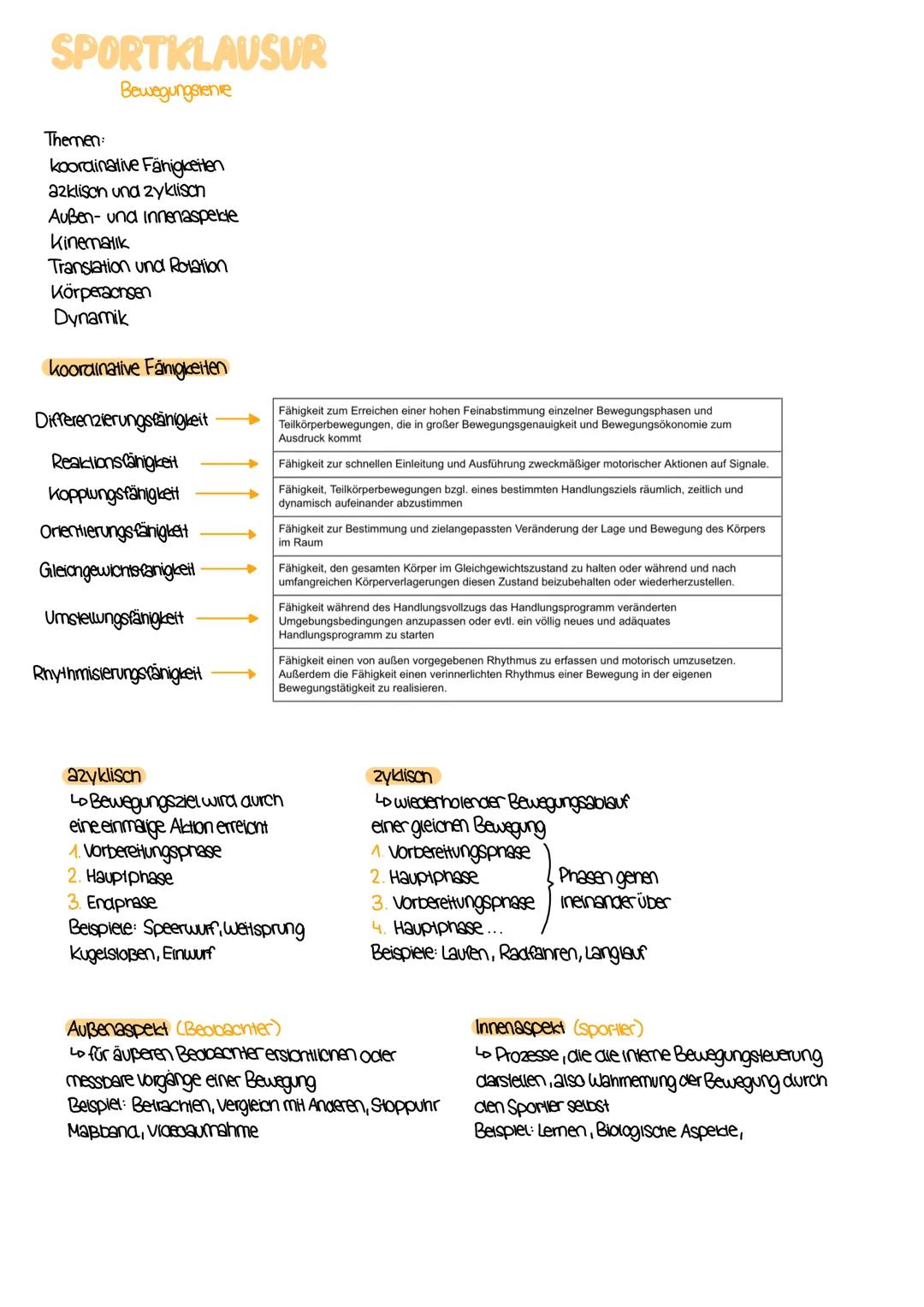 SPORTKLAUSUR
Bewegungsienie
Themen:
koordinative Fähigkeiten
azklisch und zyklisch
Außen- und Innenaspelde
Kinemalık
Translation und Rotatio