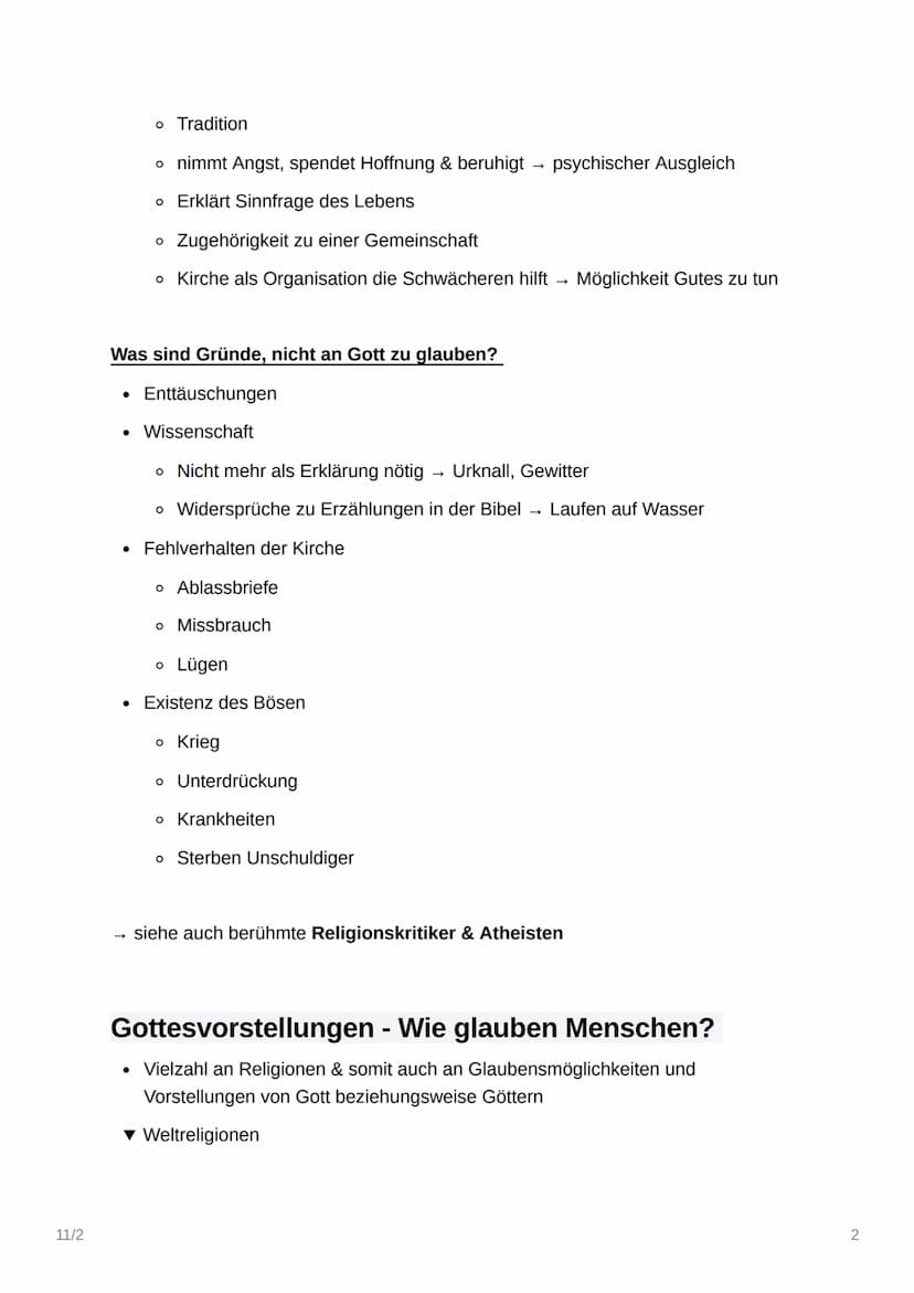 11/2
II/Z
+
Unterschiedliche Erfahrungen &
Vorstellungen von Gott
Die die Funktion von Religion im Leben des
Menschen
Gründe, an Gott zu gla