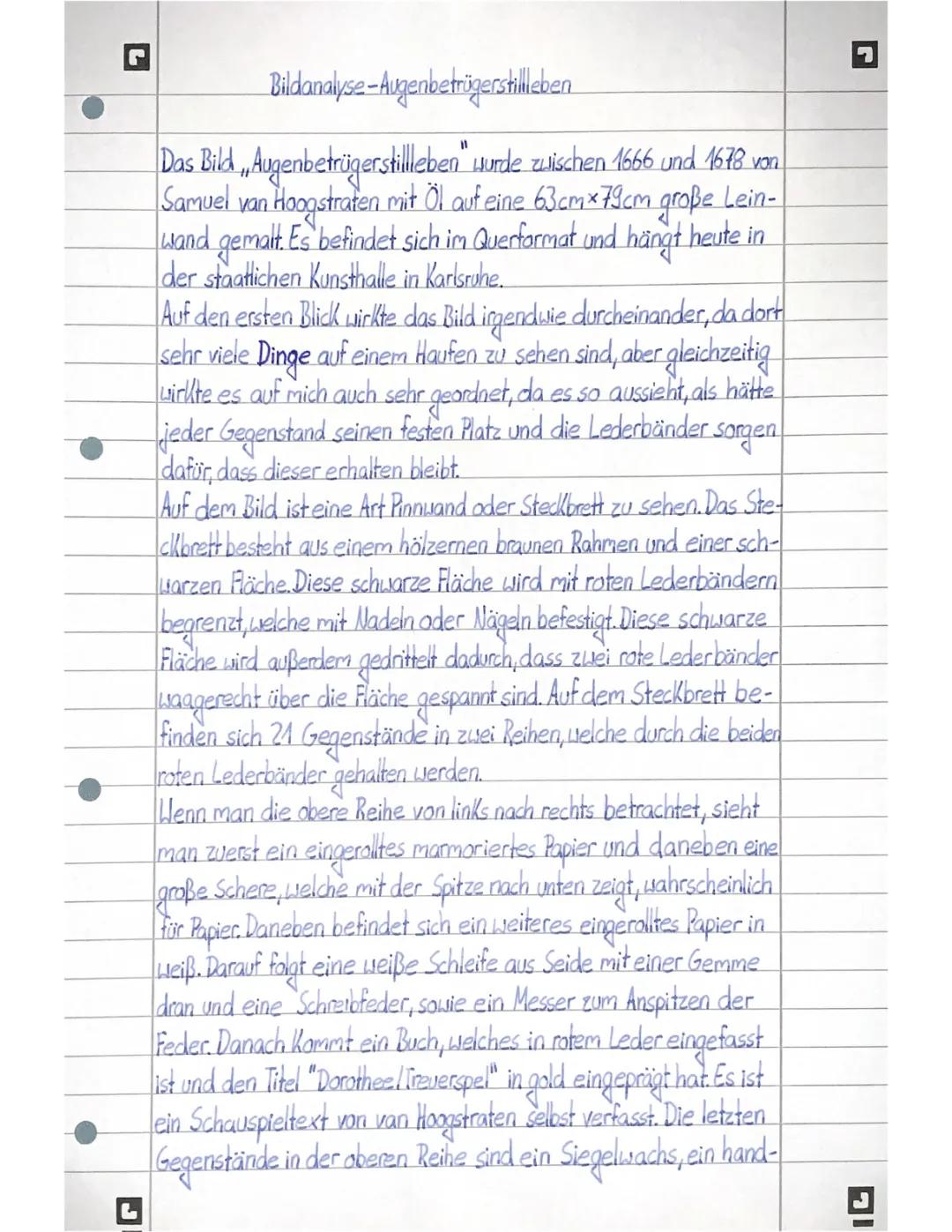 Augenbetrügerstillleben - Samuel van Hoogstraten - Bildanalyse