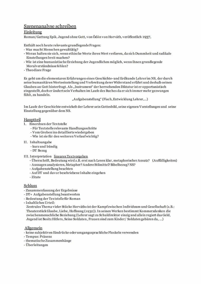 Zusammenfassung, 06.06- „Jugend ohne Gott“- Ödön von Horváth
Handlungsschritte
Schulalltag (Probleme des Lehrers durch Meinungsäußerung)
→ Z