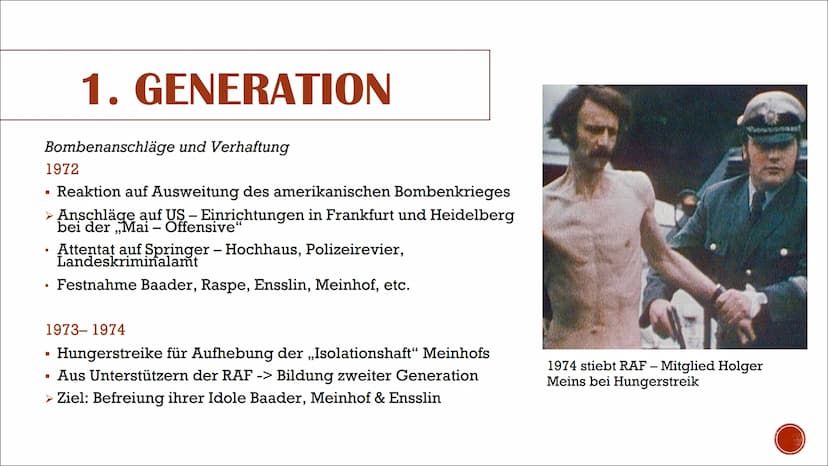 Von Jessy, Emely und Mayda
RAF
Rote Armee Fraktion INHALTSVERZEICHNIS
■
Allgemein
I
Entstehungsgeschichte
> Vorgeschichte
1. Generation
2. G