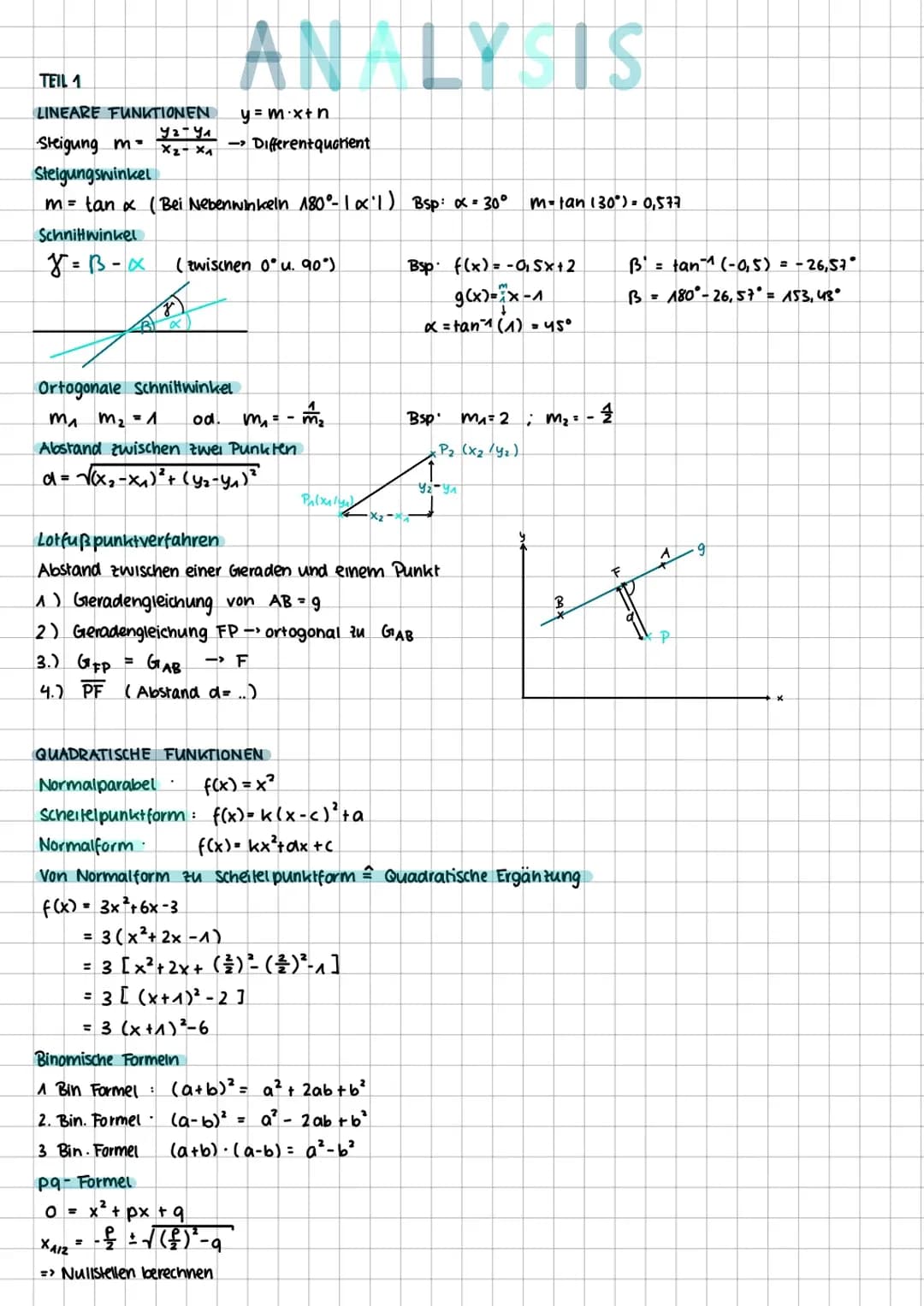Mathe Abiturlernzettel Analysis