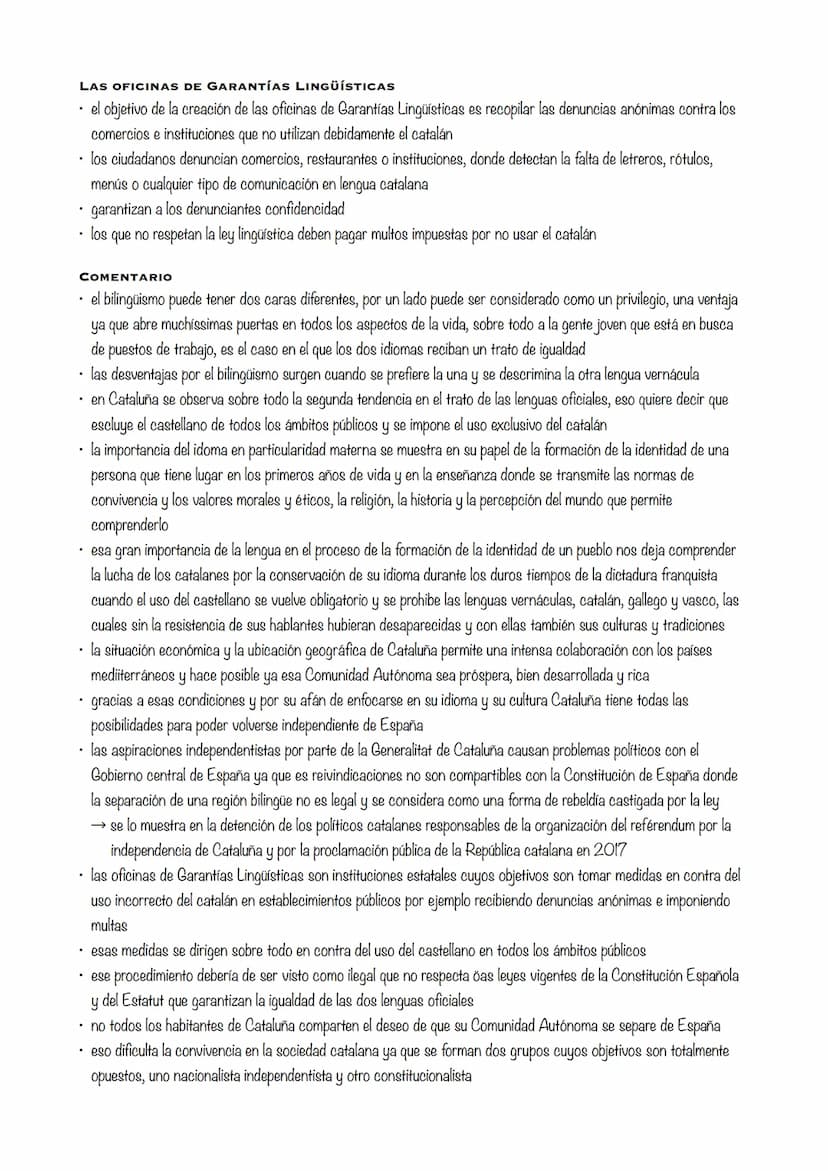 UNA SOCIEDAD BILINGÜE
Cataluña
• es mucho más íntimo
te sientes especial, puesto que los demás hablan solamente
un idioma
es un patrimonio c