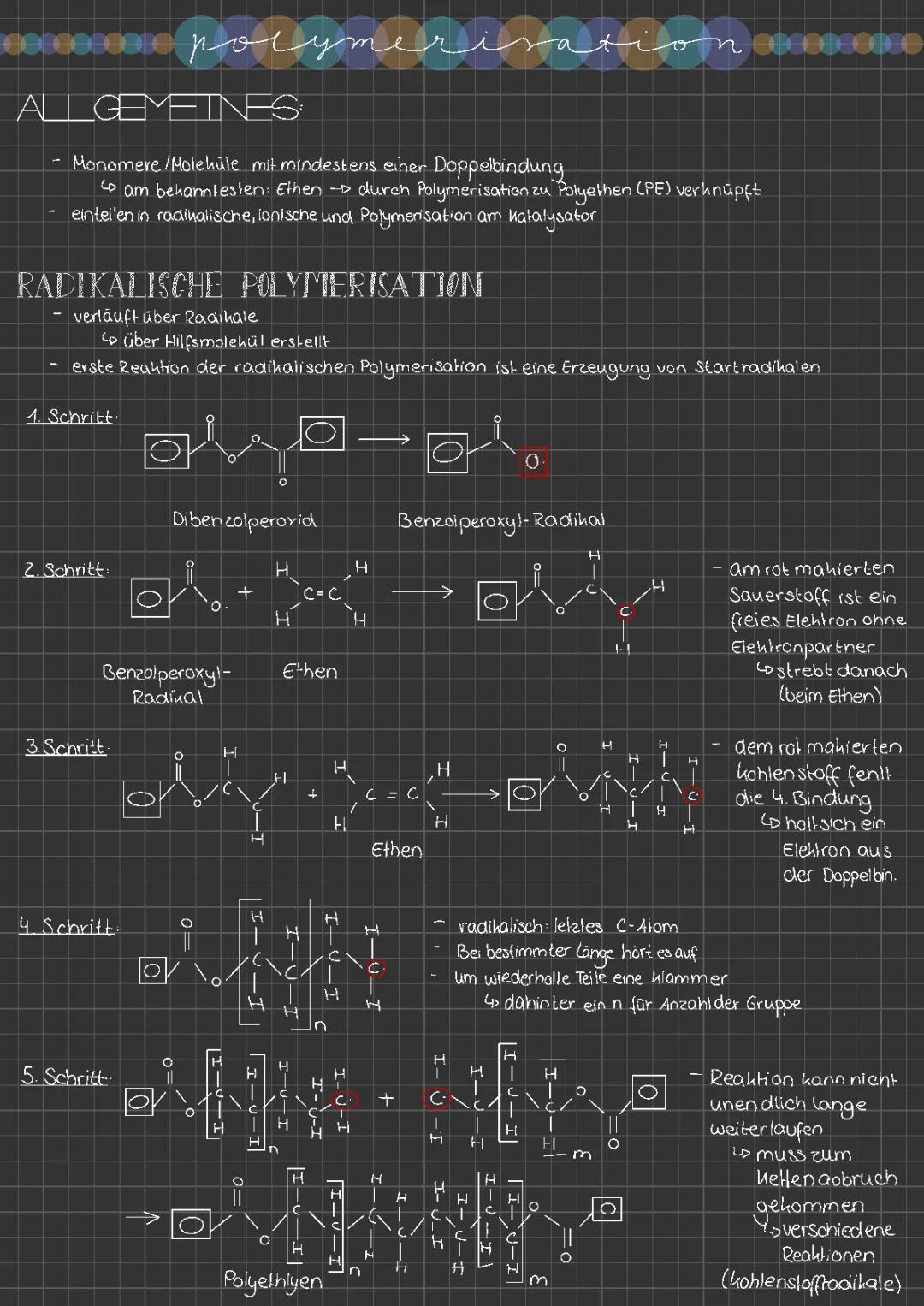 Radikalische Polymerisation für Kinder: Wie Ethen zu Polyethylen wird