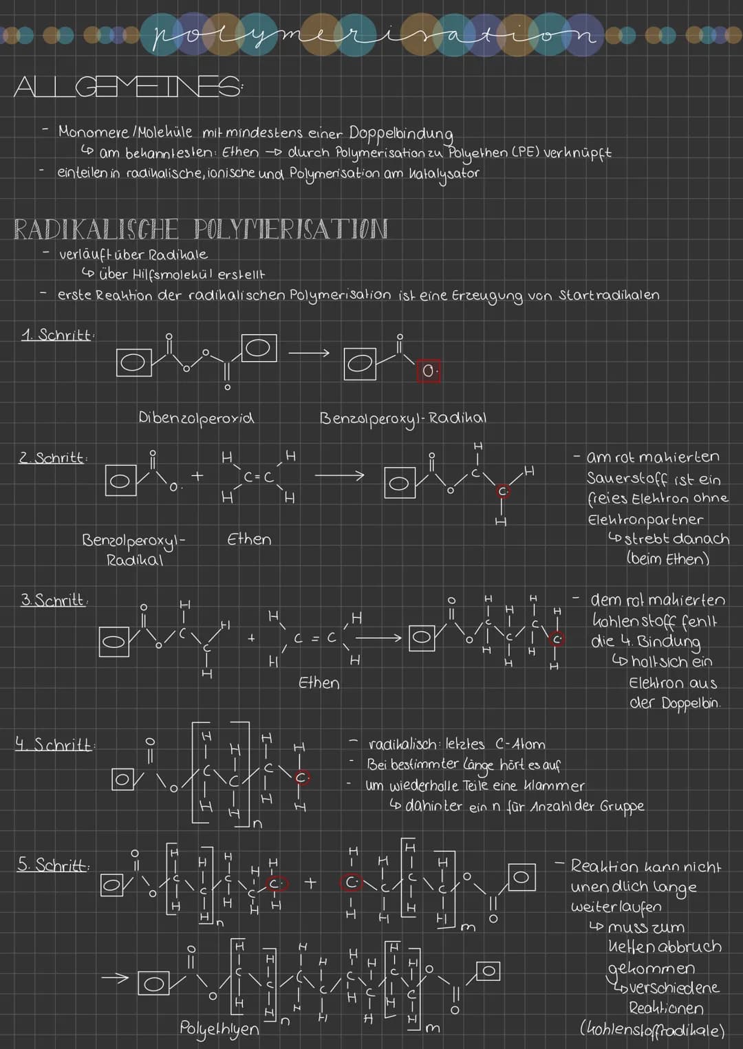 ∞∞ polymer
e
ALLGEMEINES:
Monomere/Moleküle mit mindestens einer Doppelbindung
Cam bekanntesten: Ethen → durch Polymerisation zu Polyethen (