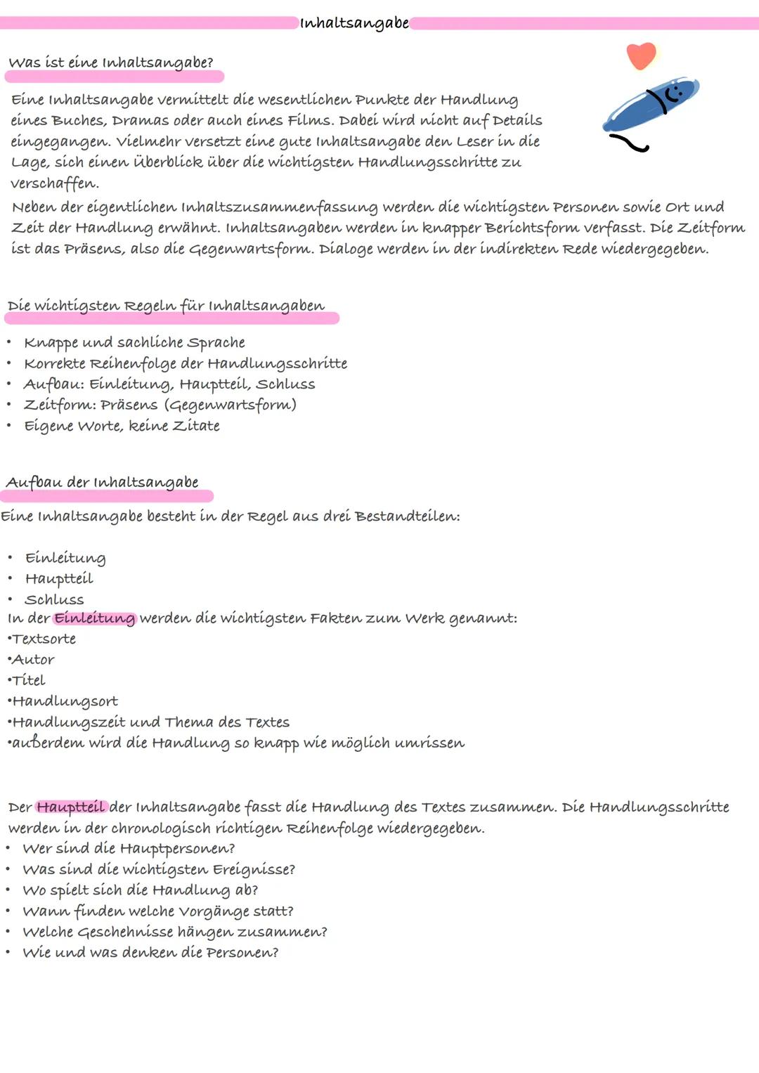# Inhaltsangabe

Was ist eine Inhaltsangabe?

Eine Inhaltsangabe vermittelt die wesentlichen Punkte der Handlung
eines Buches, Dramas oder a