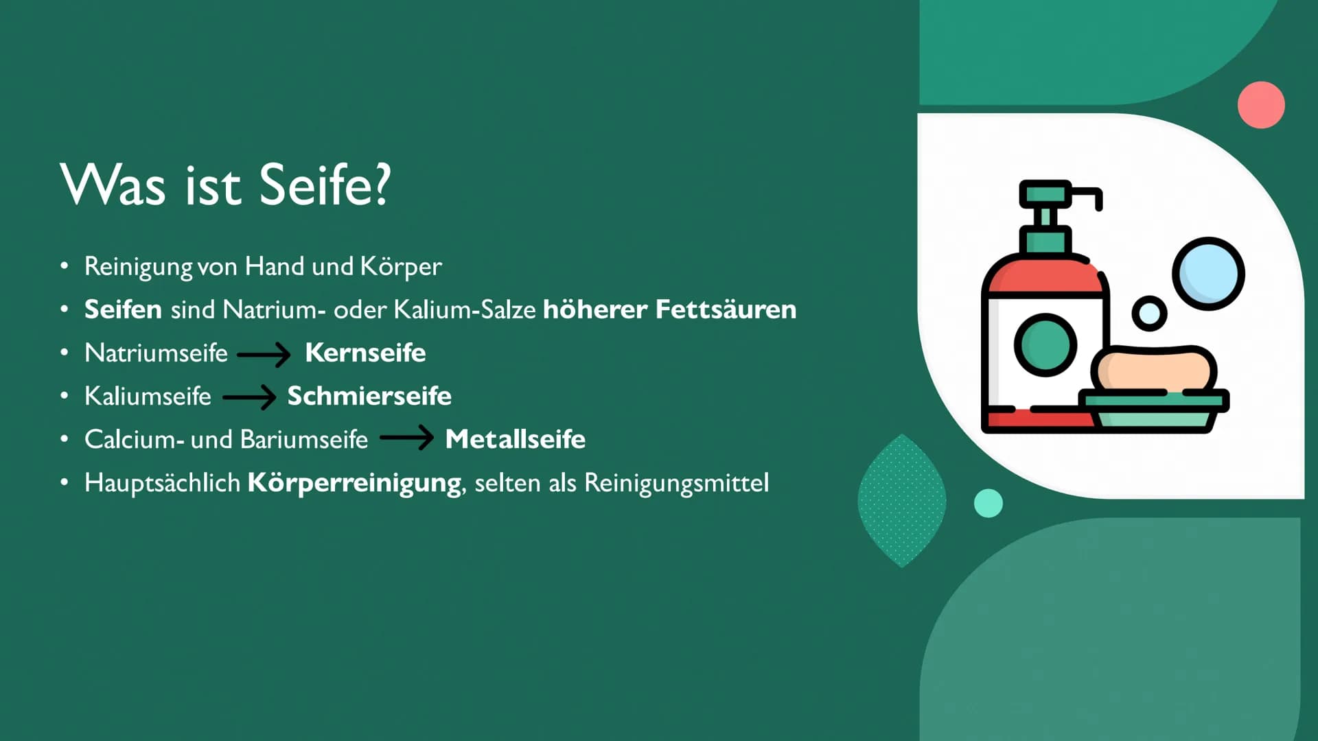 Seifenherstellung
herstel
Von Fiona G. und Boris N. Was ist Seife?
• Reinigung von Hand und Körper
Seifen sind Natrium- oder Kalium-Salze hö