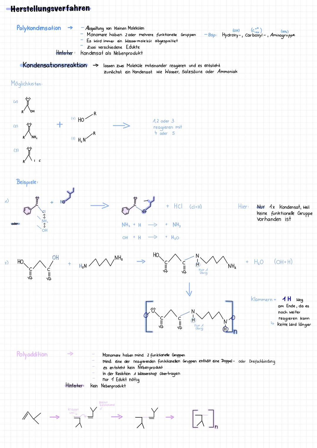 Polymer
Kunststoffe
besteht nie aus identischen Makromolekülen Wiederholeinheit (Molekülmasse) variiert
Einteilung der Polymere aufgrund der