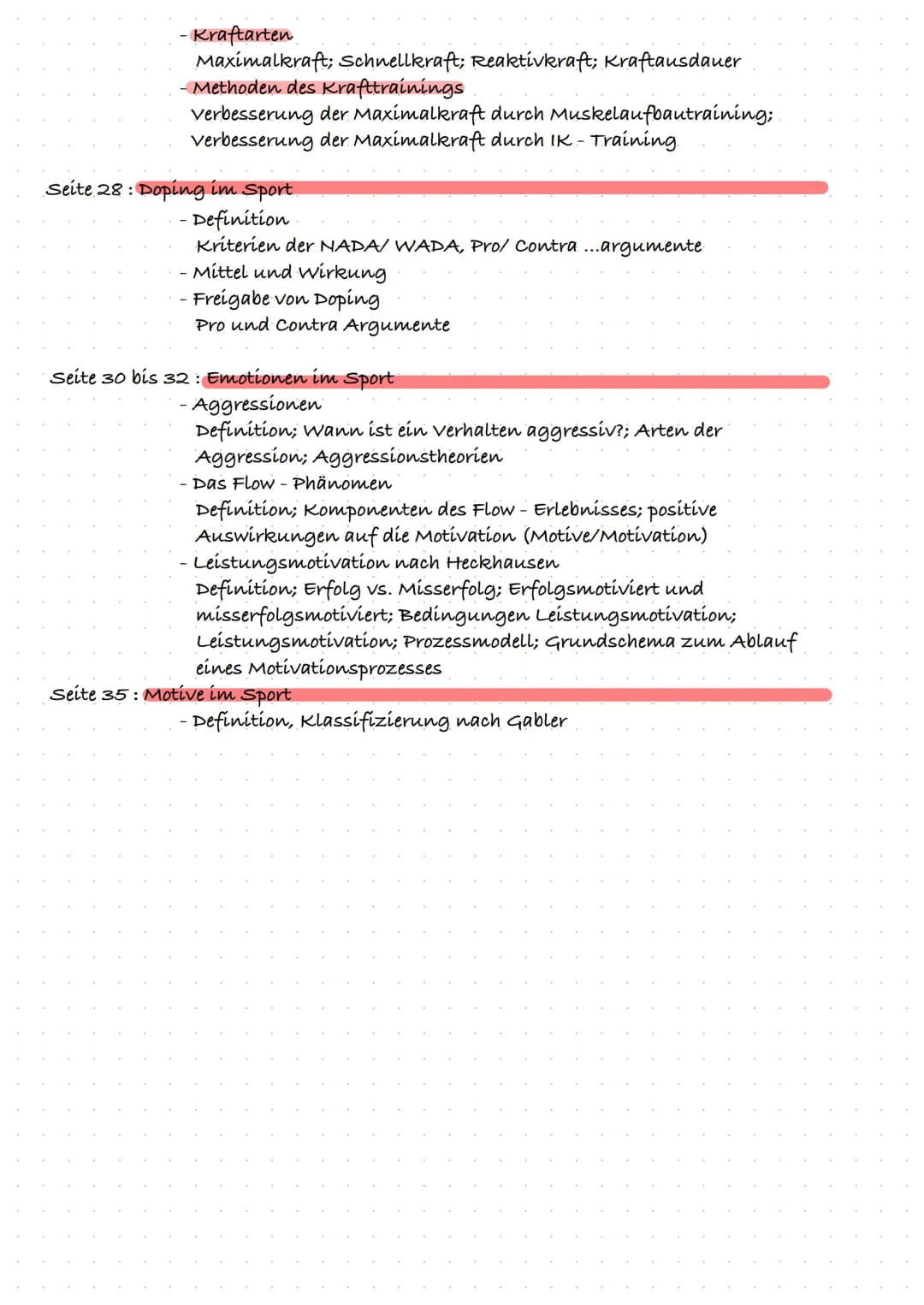 Inhalt
Sport- LK-Lernzettel
Seite 5 bis 7: Trainingslehre
•Grundbegriffe:
Training; Wettkampf; Leistung (Komponentenmodell);
Bewegungsnormat