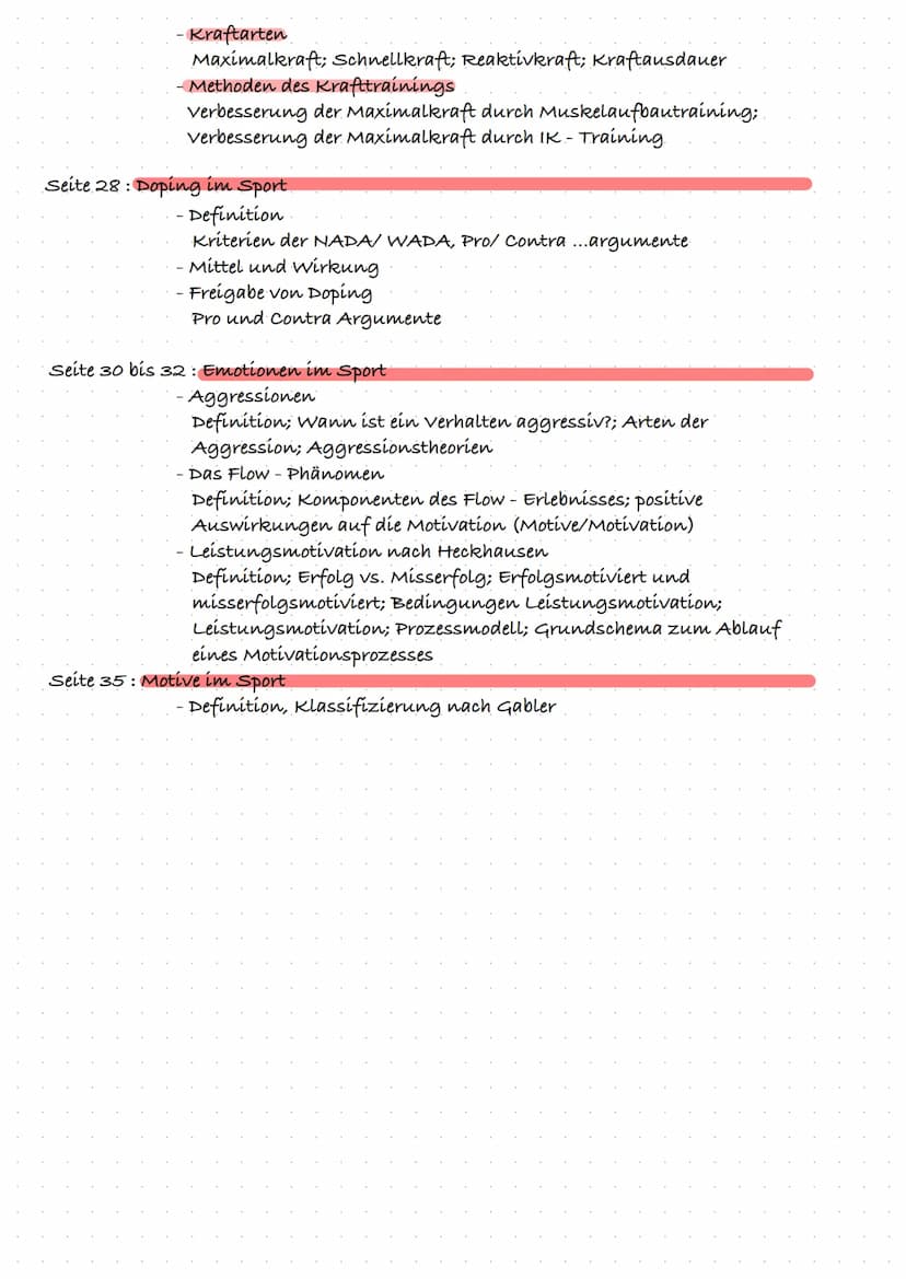 Inhalt
Sport- LK-Lernzettel
Seite 5 bis 7: Trainingslehre
•Grundbegriffe:
Training; Wettkampf; Leistung (Komponentenmodell);
Bewegungsnormat