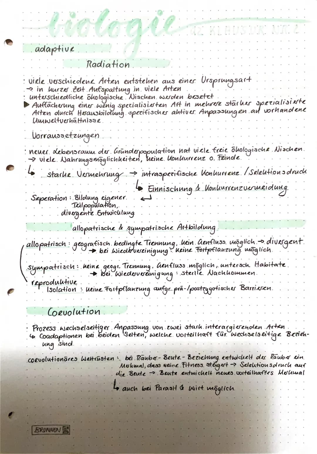 biolo
adaptive2
Radiation.
viele verschiedene Arten entstehen aus einer Ursprungsart
→ in kurzer Zeit Aufspaltung in viele Arten
: unterschi
