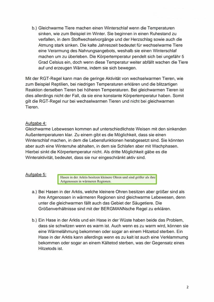 Aufgaben zum 13.02.2021 - Ökofaktor Temperatur
Aufgaben: Der Toleranzbereich für aktives Leben reicht von 0° C (Gefrierpunkt Wasser)
bis ca.