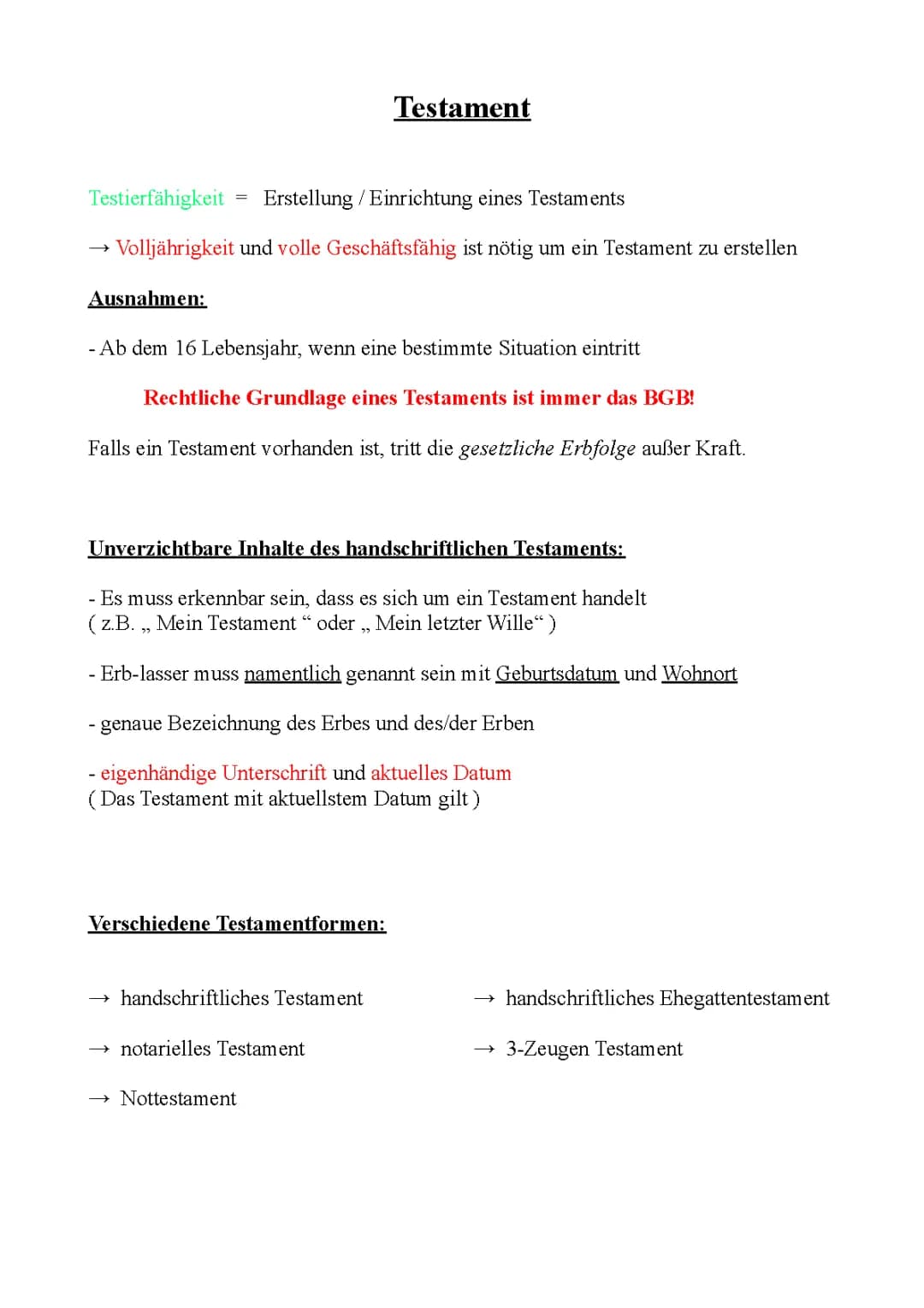 Das Testament / Testifikation