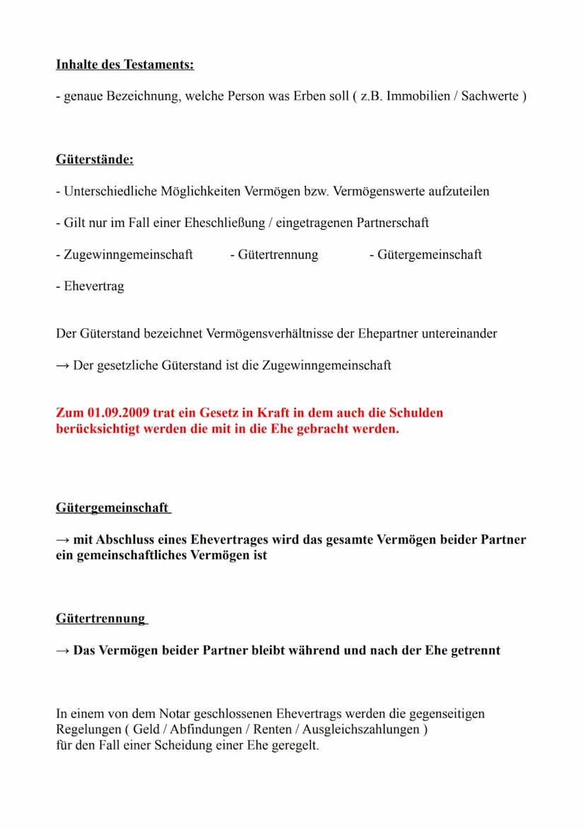 Testierfähigkeit
Erstellung / Einrichtung eines Testaments
→ Volljährigkeit und volle Geschäftsfähig ist nötig um ein Testament zu erstellen
