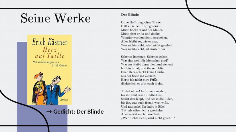 Erich
Kästner
Ein Lyriker des 20. Jahrhunderts Daten zu Erich Kästner
1899 in Dresden
† 1974 in München
wurde 75 Jahre alt
Kästner war deuts