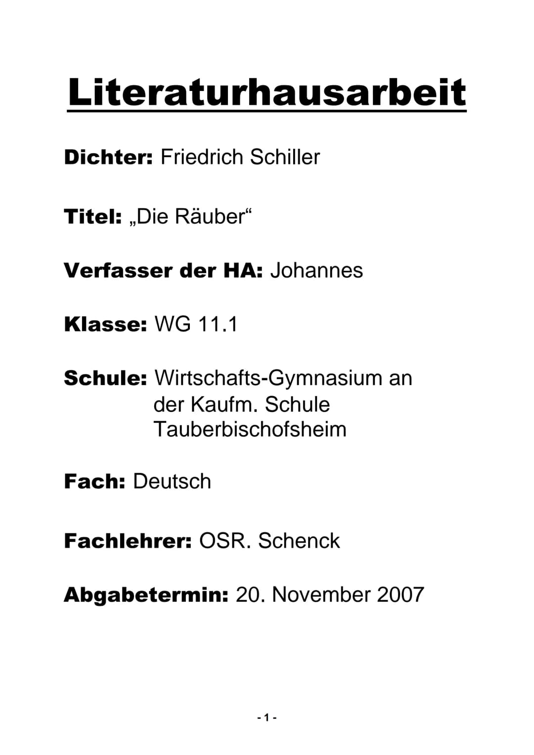 www.KlausSchenck.de / Deutsch / WG 11/ Literaturhausarbeit (2013/14) / S. 1 von 20
Strategische Vorschläge für eine Literaturhausarbeit / An