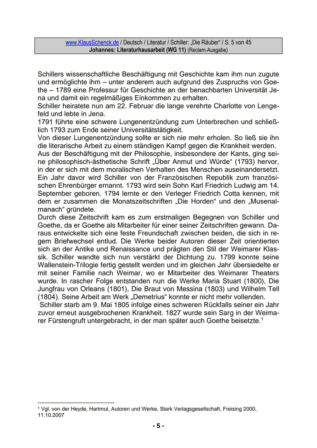 www.KlausSchenck.de / Deutsch / WG 11/ Literaturhausarbeit (2013/14) / S. 1 von 20
Strategische Vorschläge für eine Literaturhausarbeit / An