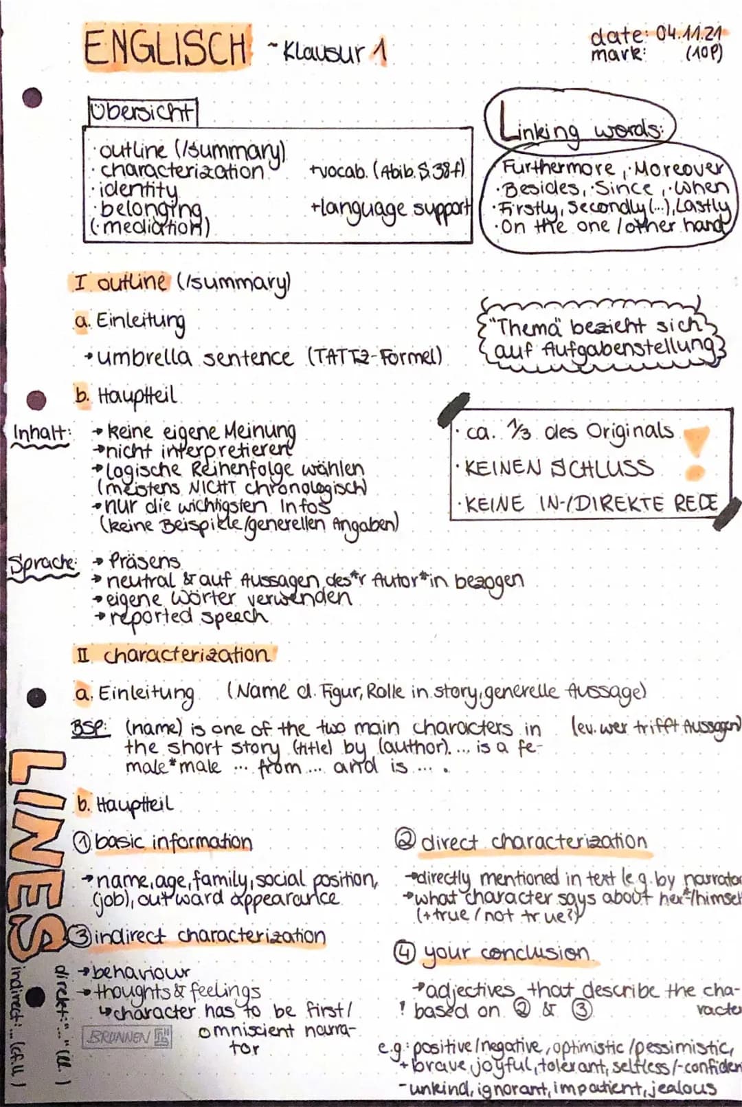 Easy Characterization in English: Examples, Exercises & Solutions for 8th to 9th Grade