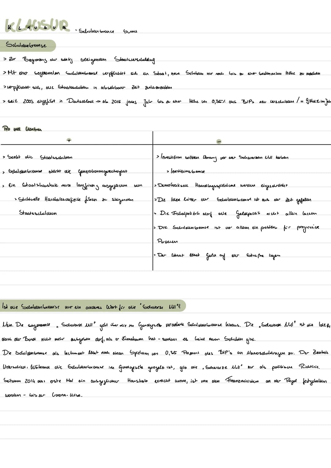 KLAUSUR-Granelagen.
Die Schwarze Null"
Staatsverschuldung:
→ alle
Hand aufgenommener Kredite.
Beispiel: Schulden des Bundes, our Lancer, our