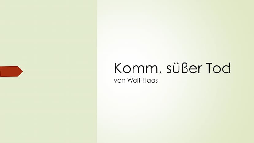 Komm, süßer Tod
von Wolf Haas Komm, süßer Tod
von Wolf Haas
Wolf Haas
geboren am 14. Dezember 1960 in Maria Alm, Salzburg
studierte ab 1979 
