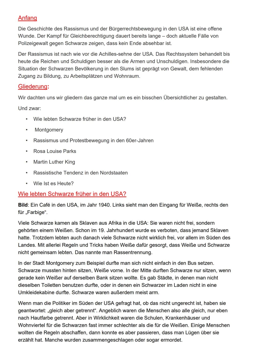 Anfang
Die Geschichte des Rassismus und der Bürgerrechtsbewegung in den USA ist eine offene
Wunde. Der Kampf für Gleichberechtigung dauert b