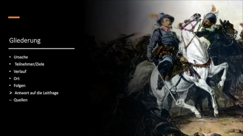 30 jähriger Krieg
1618-1648
Ging es um Macht oder um Glauben? Gliederung
●
Ursache
Teilnehmer/Ziele
Verlauf
Ort
Folgen
Antwort auf die Leitf