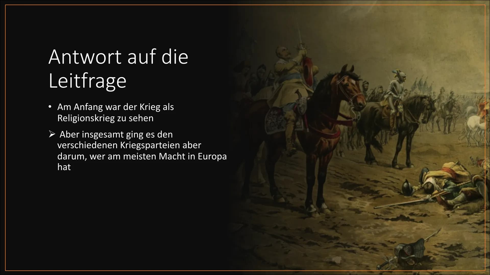 30 jähriger Krieg
1618-1648
Ging es um Macht oder um Glauben? Gliederung
●
Ursache
Teilnehmer/Ziele
Verlauf
Ort
Folgen
Antwort auf die Leitf
