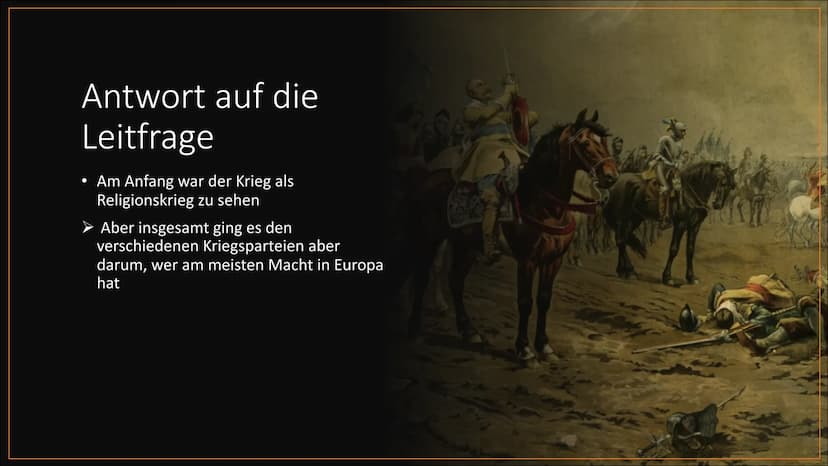 30 jähriger Krieg
1618-1648
Ging es um Macht oder um Glauben? Gliederung
●
Ursache
Teilnehmer/Ziele
Verlauf
Ort
Folgen
Antwort auf die Leitf