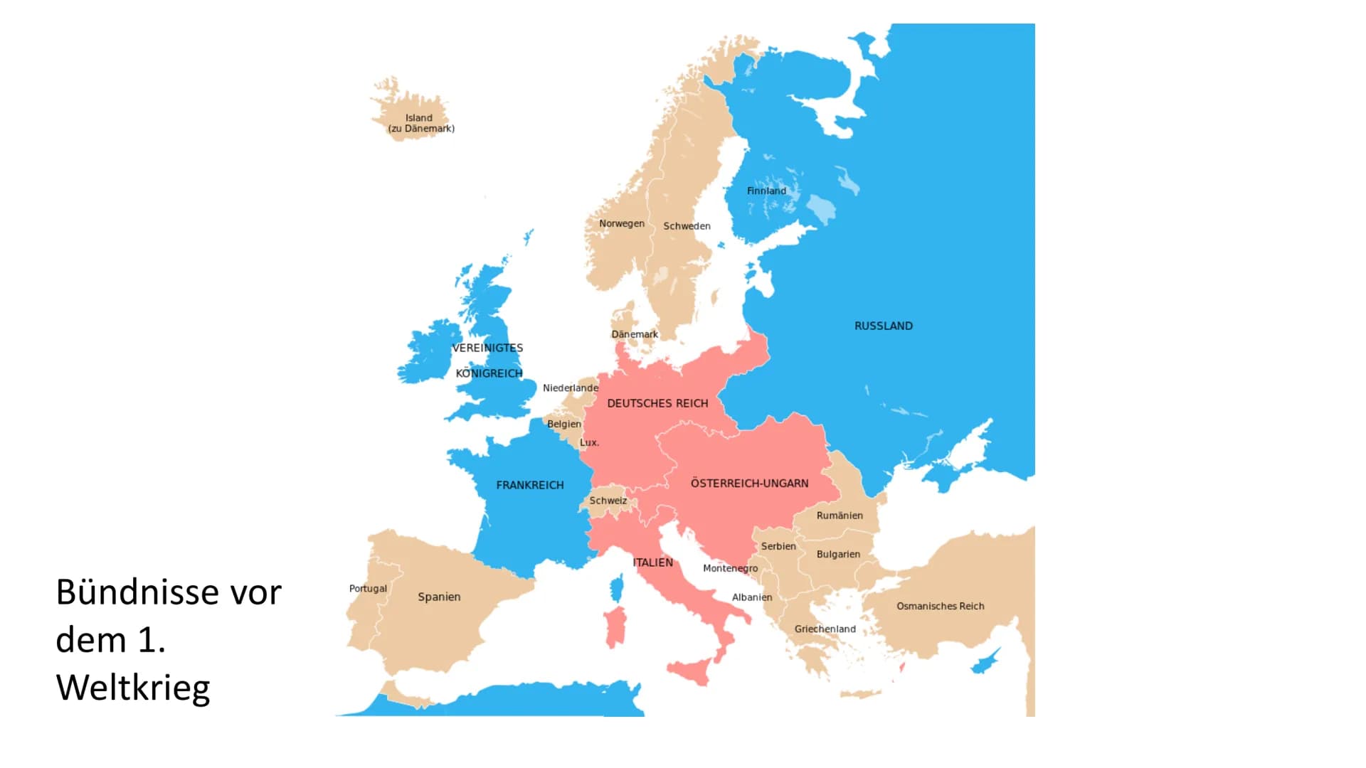 Imperialismus und erster
Weltkrieg Gliederung
• Welt vor Ausbruch des Krieges
• Imperialismus
●
●
Deutsches Kaiserreich im Imperialismus
• U