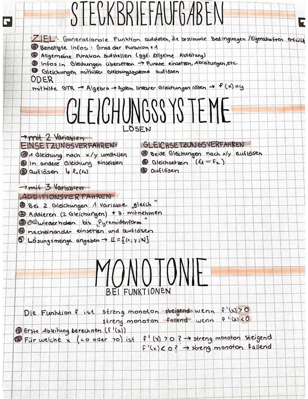 7
EXTREMSTELLEN
BERECHNEN
NOTWENDIGE BEDINGUNG: f'(x)=0 (die Steigung muss Null sein)
ALSO: Ableitung berechnen (f(x) o f'(x))
Nullstellen d