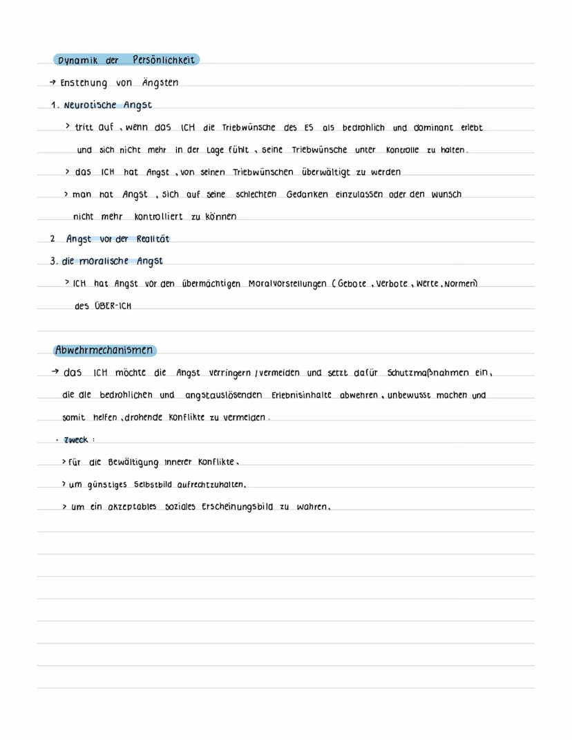 Instanzenmodell der Persönlichkeit:
ES
> ES wird durch angeborene Instike geprägt
> beinhaltet alle menschlichen Triebe und
versucht diese i