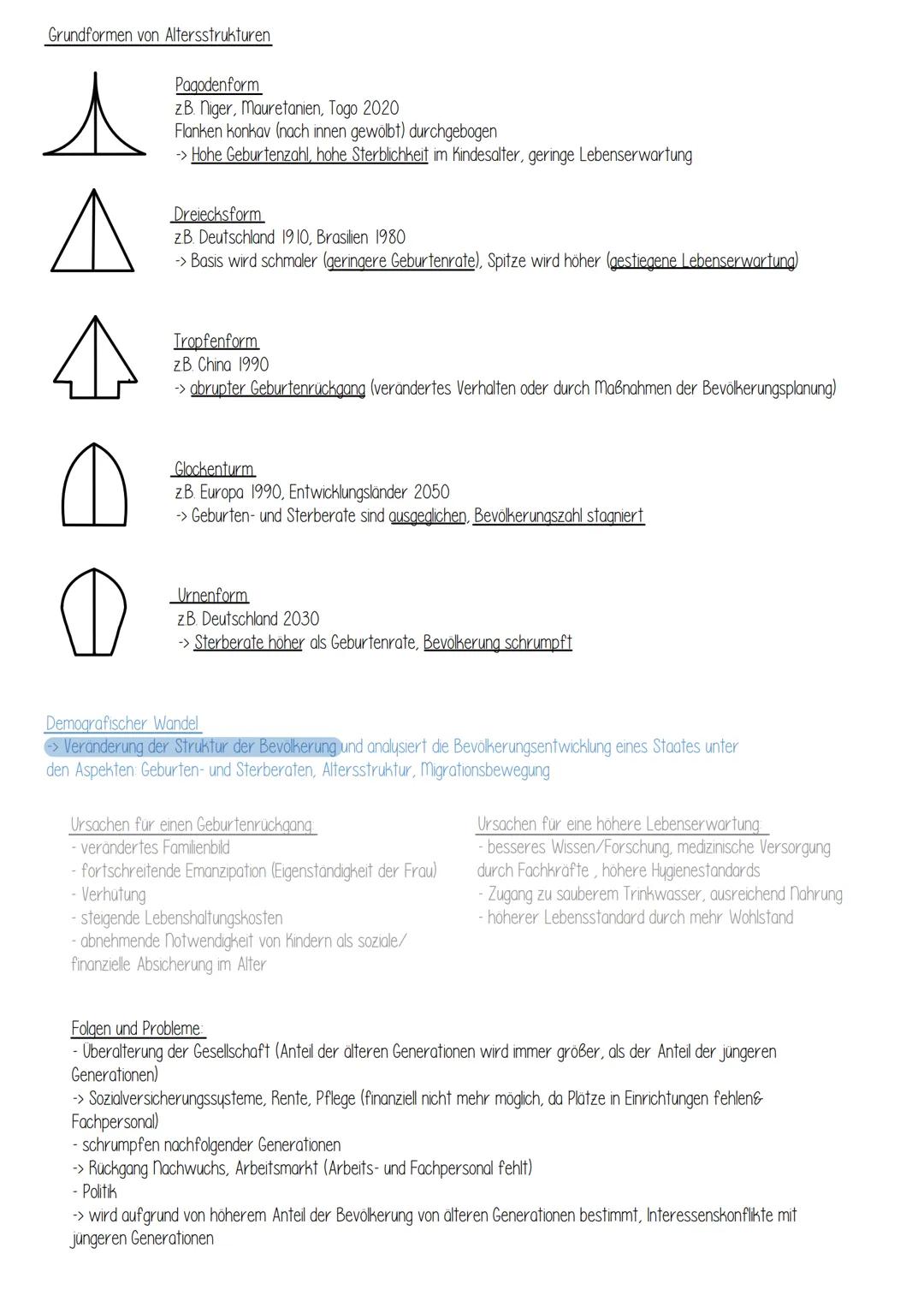 Modell demografischer Übergang
> zeigt Entwicklung von hohen Geburten- und Sterberaten in einem Staat hin zu niedrigen Gebruten- und Sterber