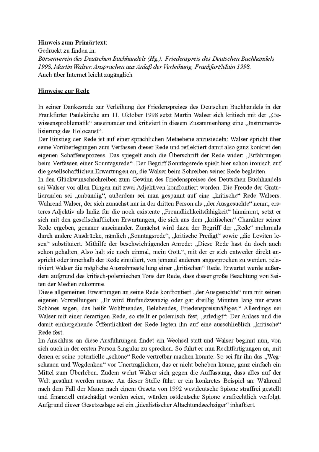 Redeanalyse von Martin Walser
