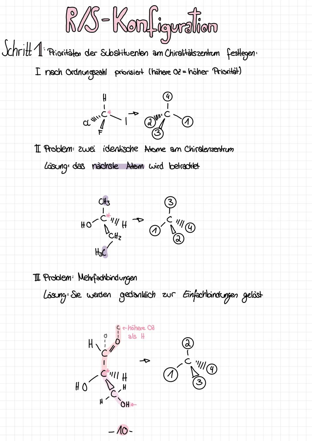 Chiralitat Bild und spiegelbild-chiral
Vorraussetzung: mind. ein C-Atom mit vier unterschiedlichen Substituenten
C-Afom mit vier unterschied