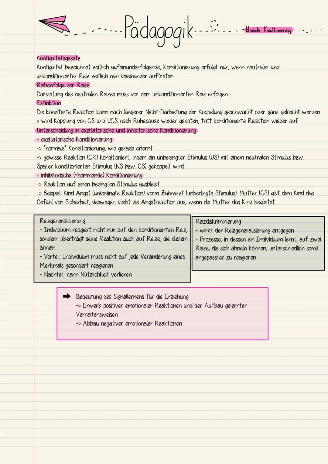 · Pädagogik.....
Die klassische Konditionierung ist eine Lerntheorie des Behaviorismus. Es geht um das Verhalten von Menschen und
Tieren. (B