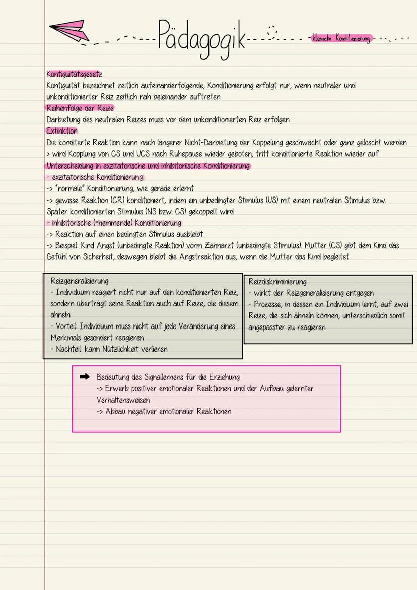 · Pädagogik.....
Die klassische Konditionierung ist eine Lerntheorie des Behaviorismus. Es geht um das Verhalten von Menschen und
Tieren. (B