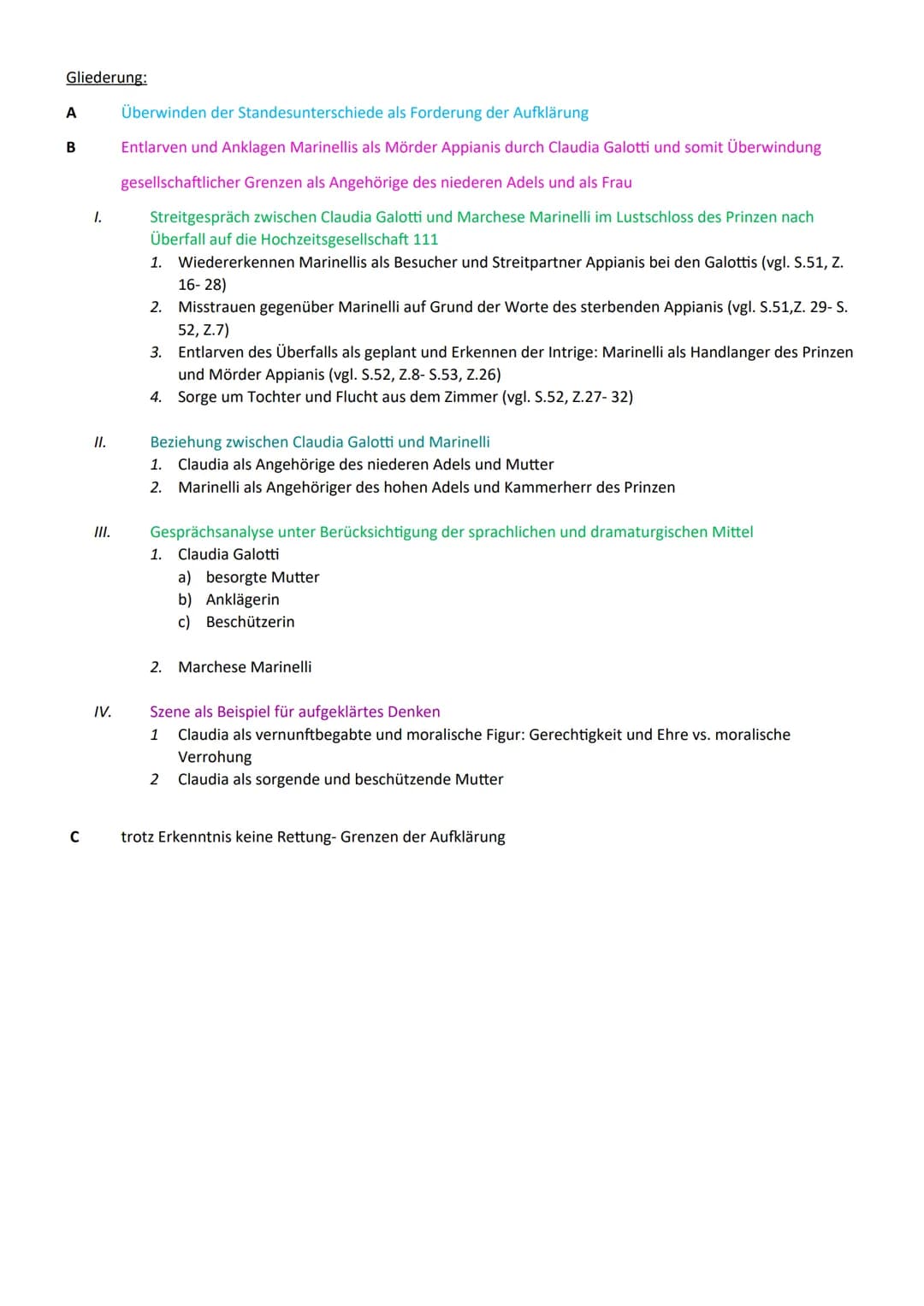 Beispielaufsatz: Aufzug III Szene 8 aus Emilia Galotti (Claudia und Marinelli)
Analysieren und interpretieren Sie den 8. Auftritt des 3. Auf