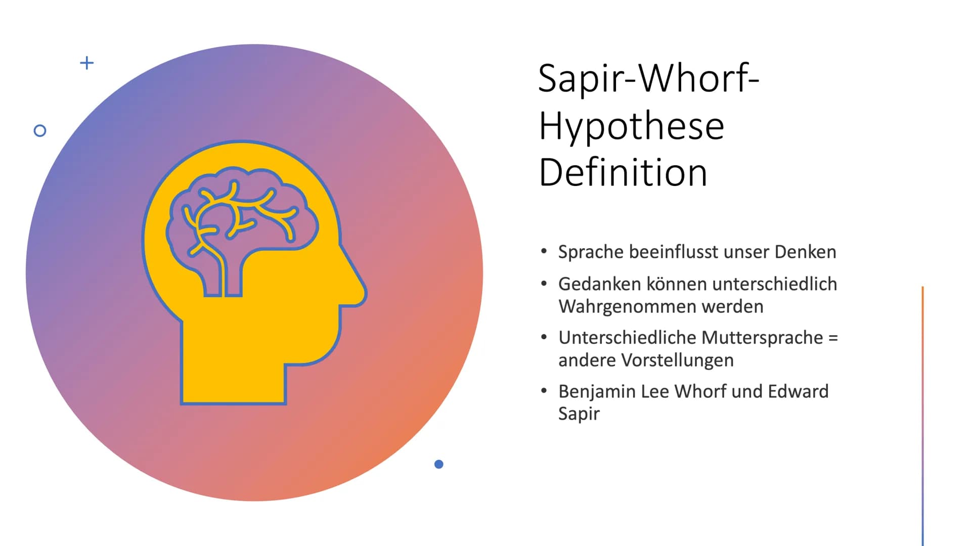 DOC
100
Sapir-Whorf-Hypothese
Tom, Serafin Gliederung
• Sapir-Whorf-Hypothese Definition
• Sapir&Whorf
●
• Linguistisches Relativitätsprinzi