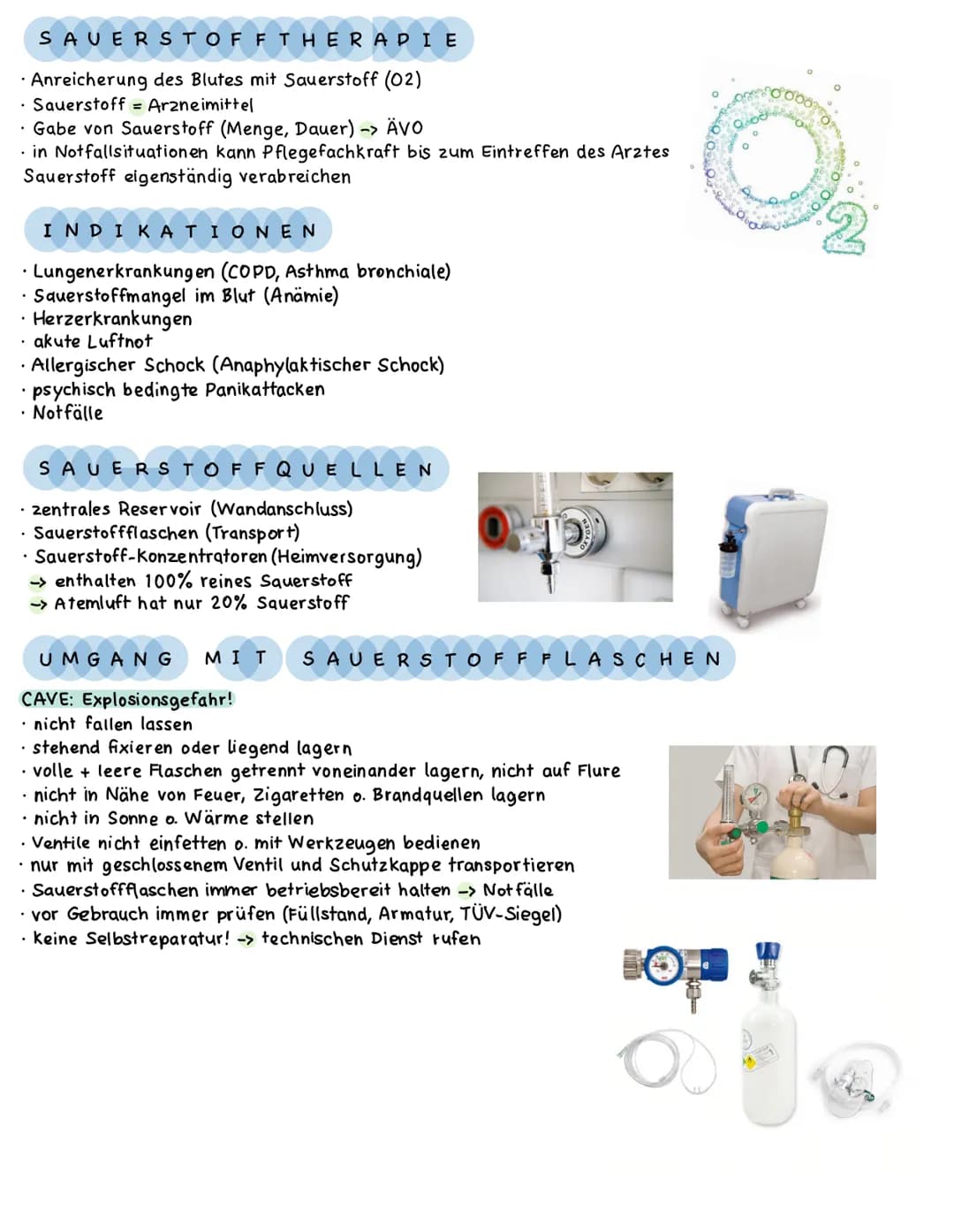SAUERSTOFF THERAPIE
• Anreicherung des Blutes mit Sauerstoff (02)
• Sauerstoff = Arzneimittel
· Gabe von Sauerstoff (Menge, Dauer) -> ÄVO
• 
