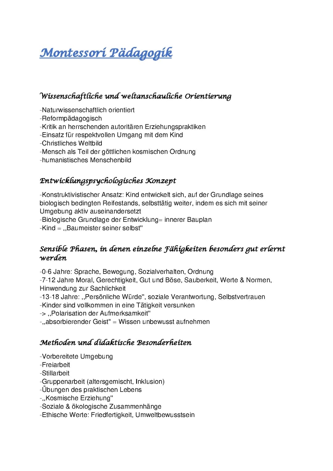 Montessori Pädagogik 