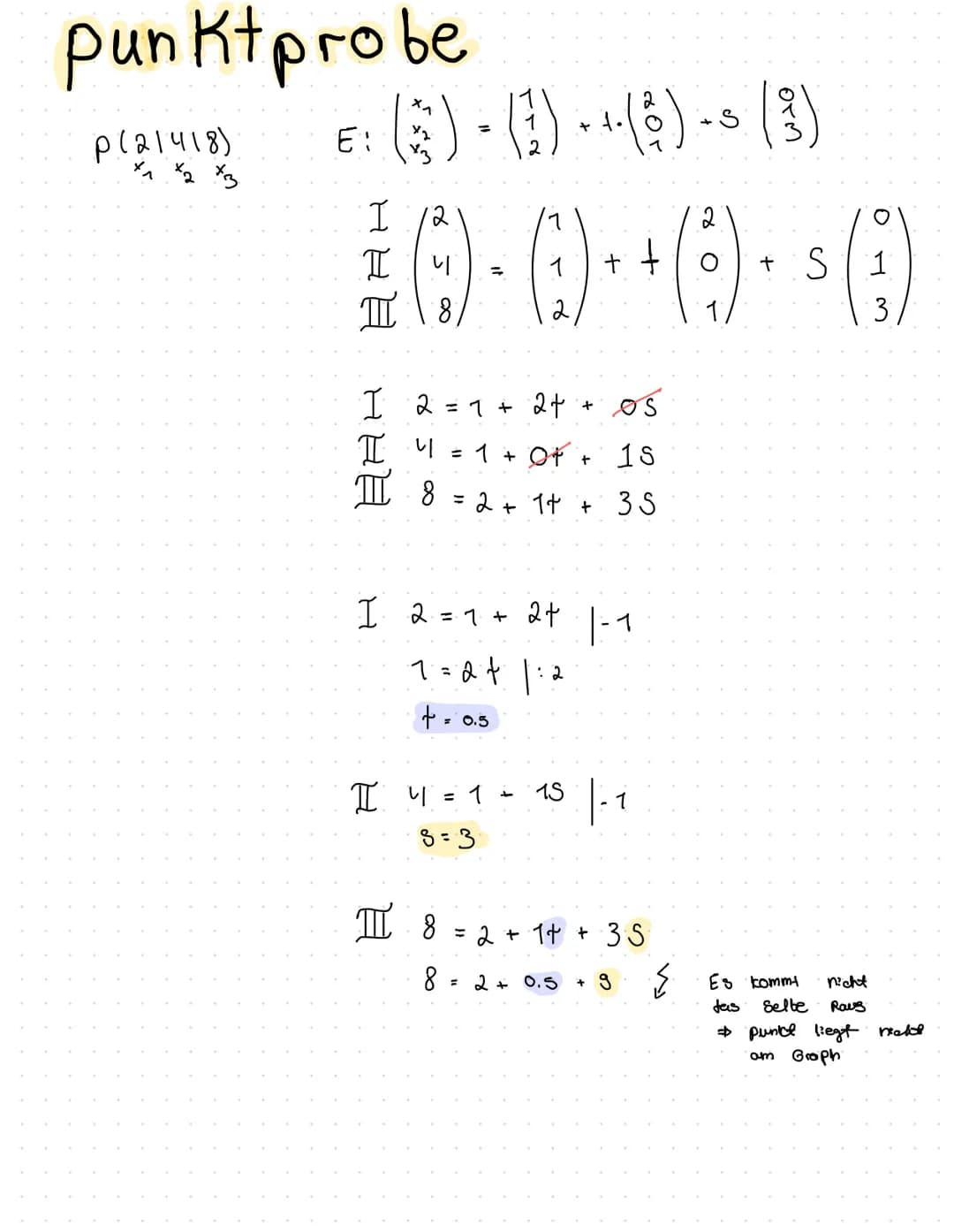 Ebenen in Parameterform
Ebenen
G
E:X = P + r.U+s
۲
E
definiert
Spann Vektoren
Sein
-D
nicht
(3
Beispiel
A ( 1 (2/3) +
B (21110) AB
(31-113) 