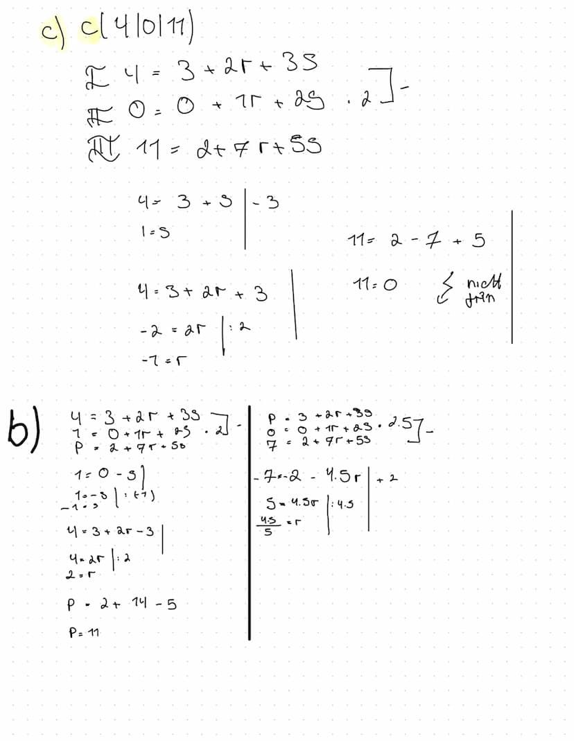 Ebenen in Parameterform
Ebenen
G
E:X = P + r.U+s
۲
E
definiert
Spann Vektoren
Sein
-D
nicht
(3
Beispiel
A ( 1 (2/3) +
B (21110) AB
(31-113) 