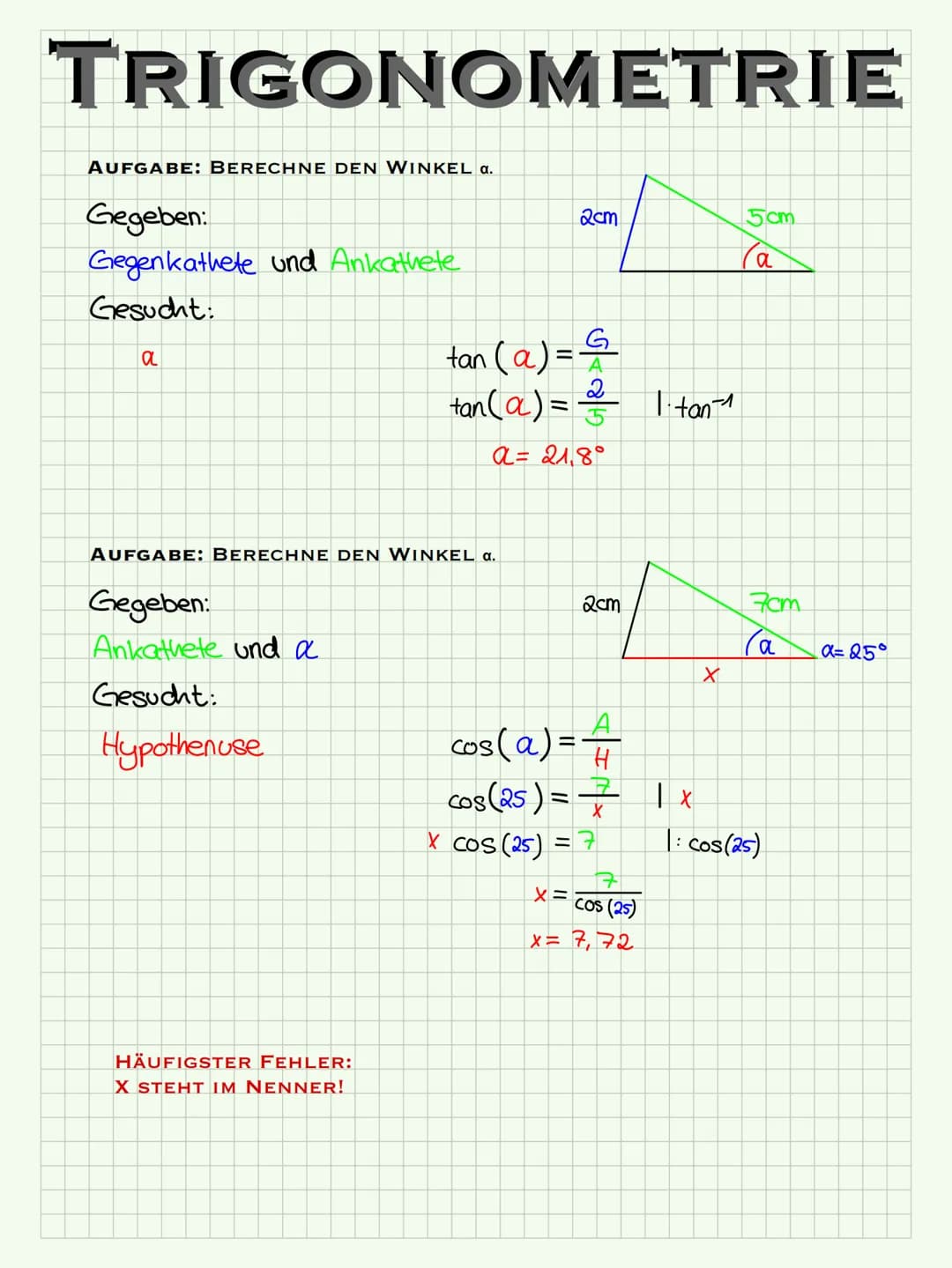 TRIGONOMETRIE
~EINFÜHRUNG~
SIN (a)
ANKATHETE
COS (a) =
TAN (a)
GEGENKATHETE
HYPOTENUSE
DER SINUS EINES WINKELS ER GIBT EINE ZAHL. DIESES ZAH