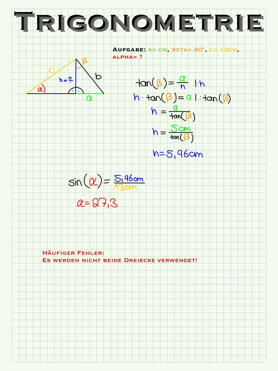 TRIGONOMETRIE
~EINFÜHRUNG~
SIN (a)
ANKATHETE
COS (a) =
TAN (a)
GEGENKATHETE
HYPOTENUSE
DER SINUS EINES WINKELS ER GIBT EINE ZAHL. DIESES ZAH