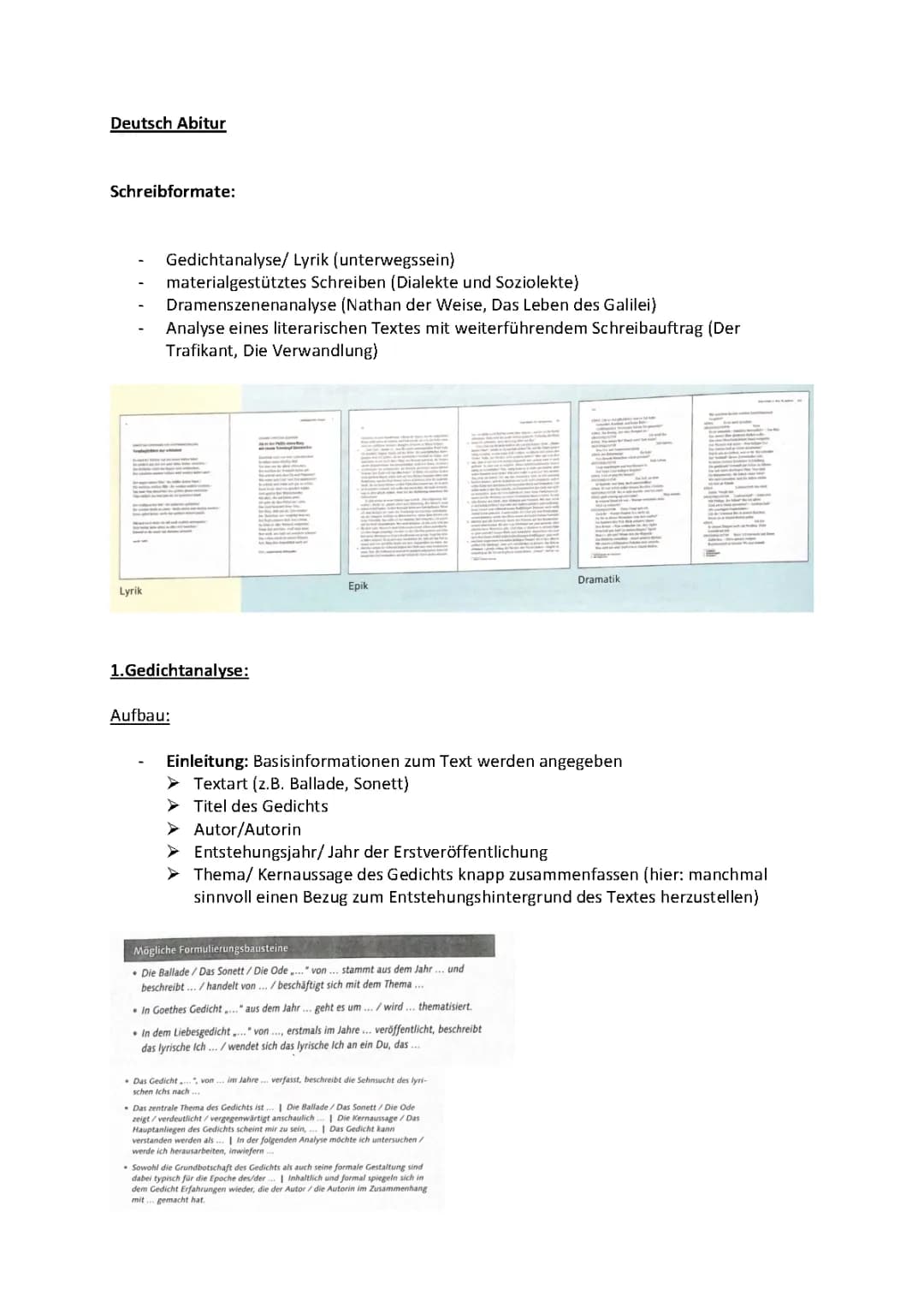Deutsch Abitur - Gedichtanalyse