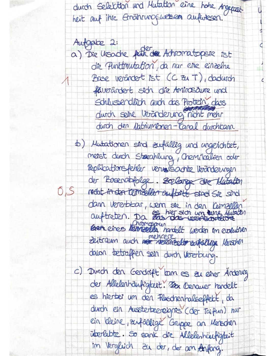 Biologie J2
Name:.
Tanja.
Notenpunkte:
mündlich: .........
schriftlich:11.
Klausur
Punkte: 22/30
Su 21.03.2021
Aufgabe 1
In den versteinerte